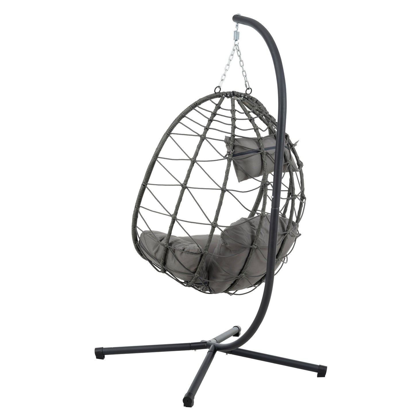 Melysen Egg Chair with Stand Indoor Outdoor Swing Chair Patio Wicker Hanging Egg Chair Hanging Basket Chair with Stand for Bedroom Living Room Balcony,Dark Gray