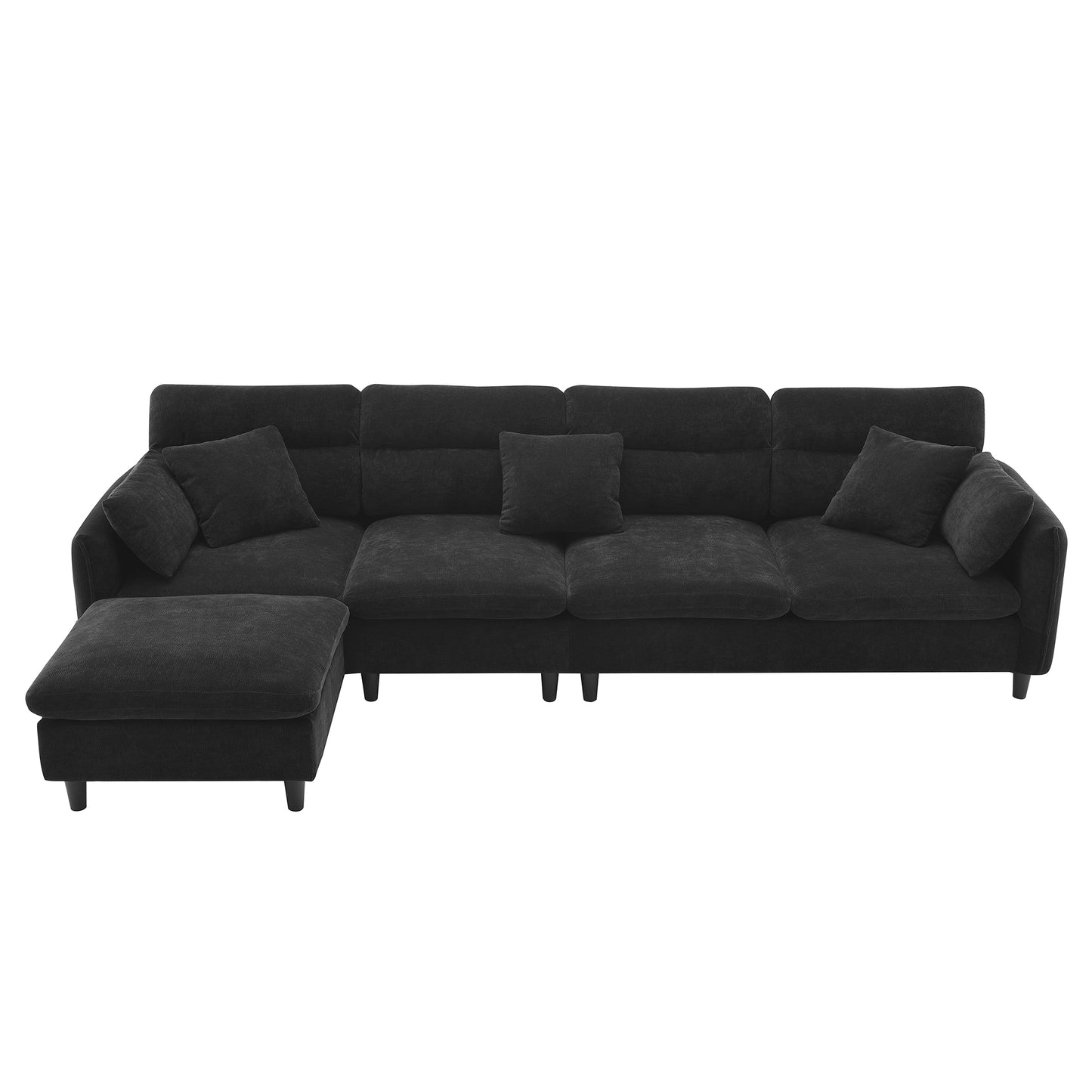 Melysen 110*62" Modern Convertible Sectional Sofa,L-shaped Reversible Couch Set with Free Pillows,5 Seat Cloud Chenille Indoor Furniture with Ottoman for Living Room,Apartment