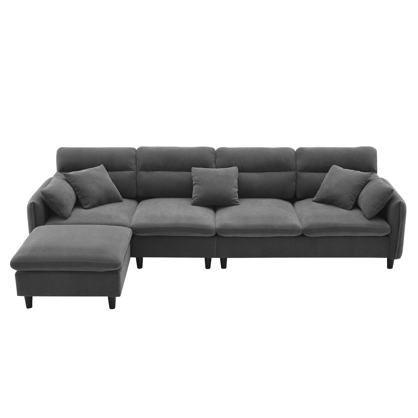 Melysen 110*62" Modern Convertible Sectional Sofa,L-shaped Reversible Couch Set with Free Pillows,5 Seat Cloud Chenille Indoor Furniture with Ottoman for Living Room,Apartment