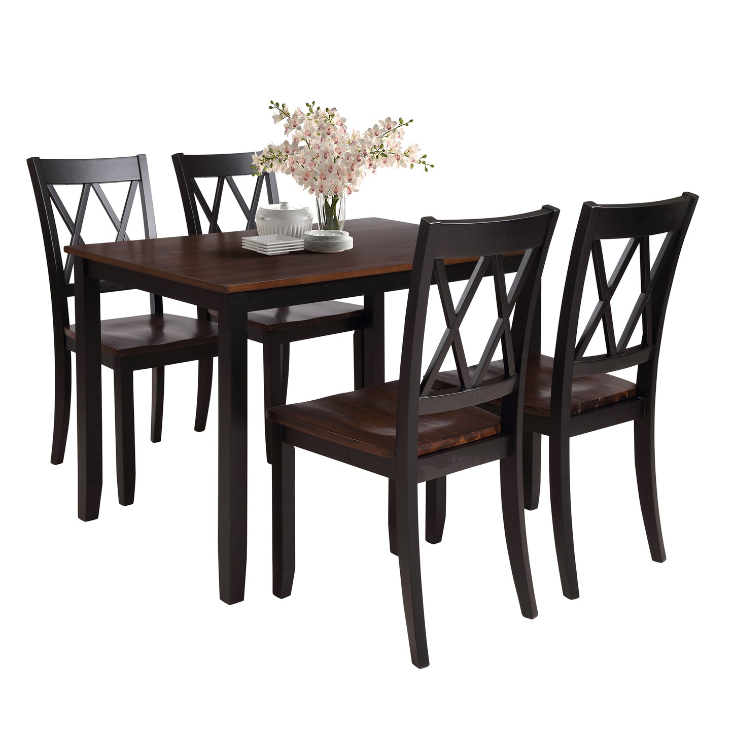 Melysen 5-Piece Dining Table Set Home Kitchen Table and Chairs Wood Dining Set