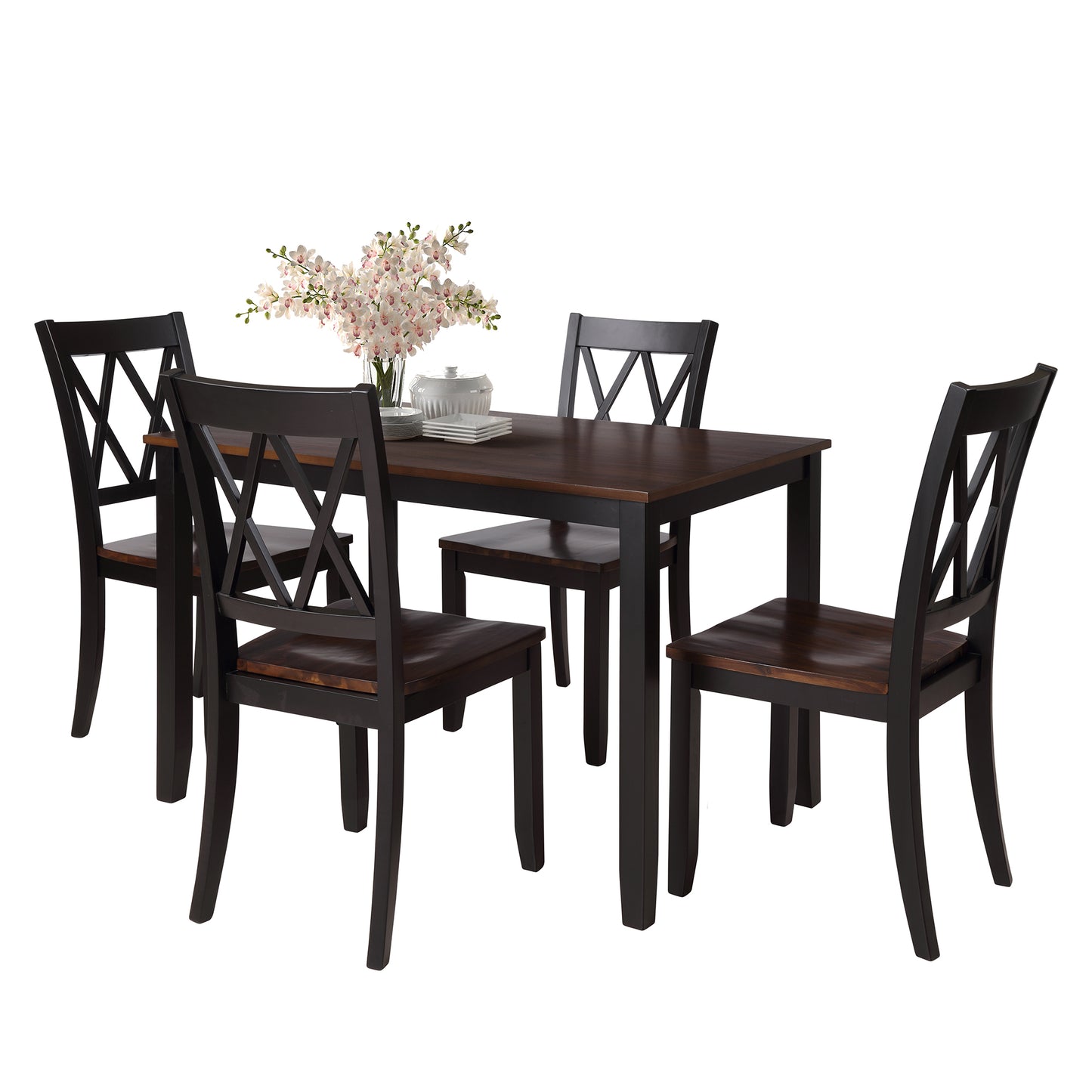 Melysen 5-Piece Dining Table Set Home Kitchen Table and Chairs Wood Dining Set