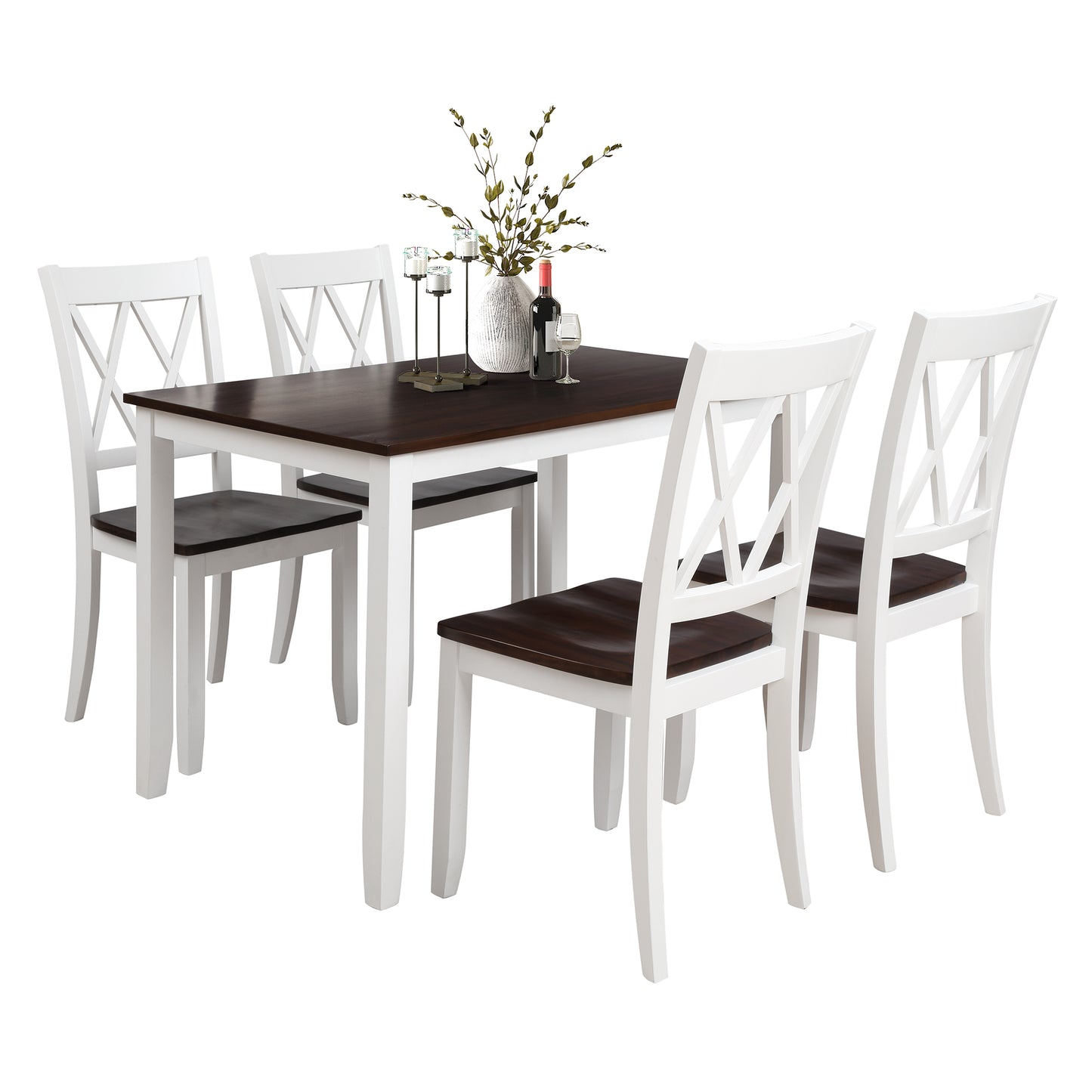 Melysen 5-Piece Dining Table Set Home Kitchen Table and Chairs Wood Dining Set