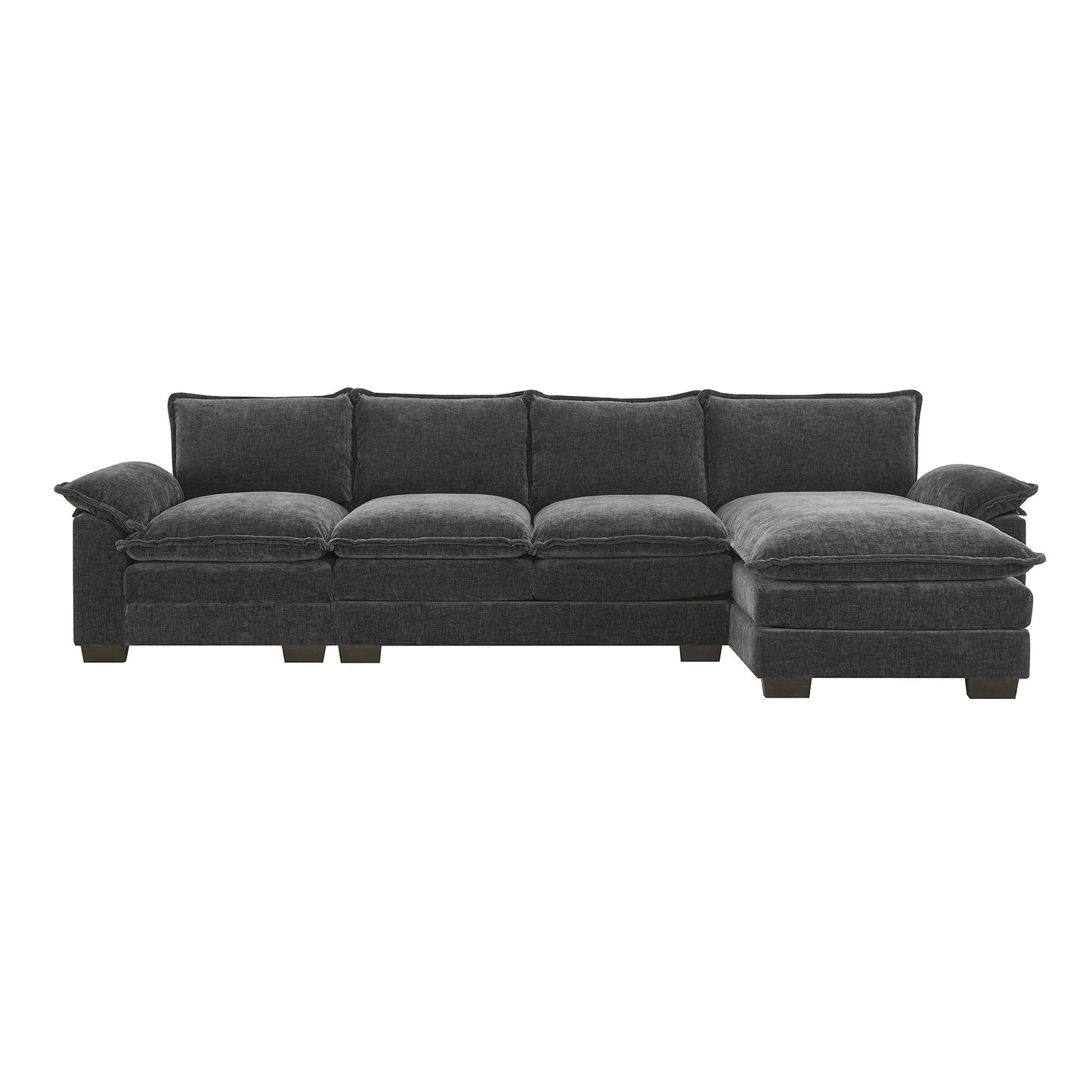 Melysen 118*55" Modern L-shaped Chenille Cloud Sofa with Double Seat Cushions,5-seat Upholstered Indoor Furniture,Sleeper Sofa Couch with Chaise Lounge for Living Room,Apartment