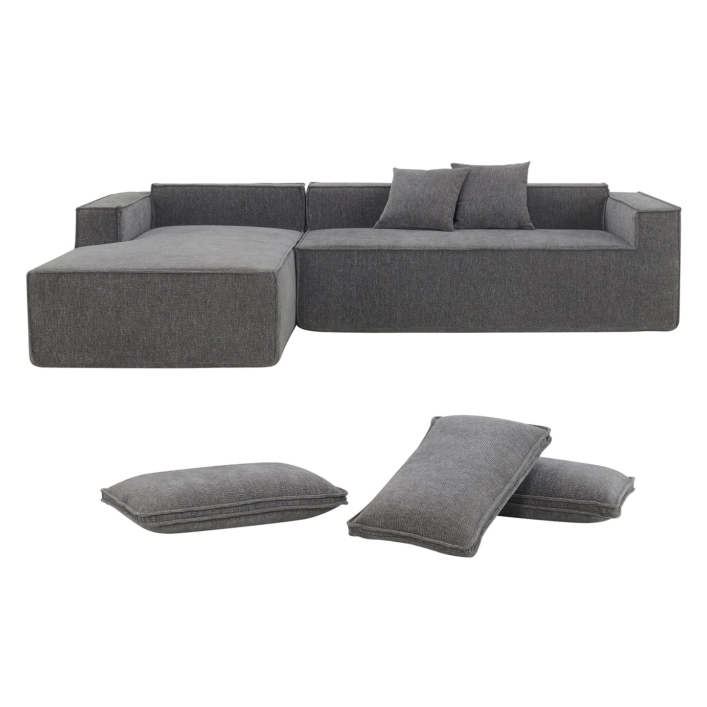 Melysen  111.5*72" Minimalist Style Modular Sectional Sofa,Wrinkle-resistant Chenille Couch Set,L-Shaped Compressed Sofa for Living Room,2 PIC Free Combination,No Assembly Require,3 Colors