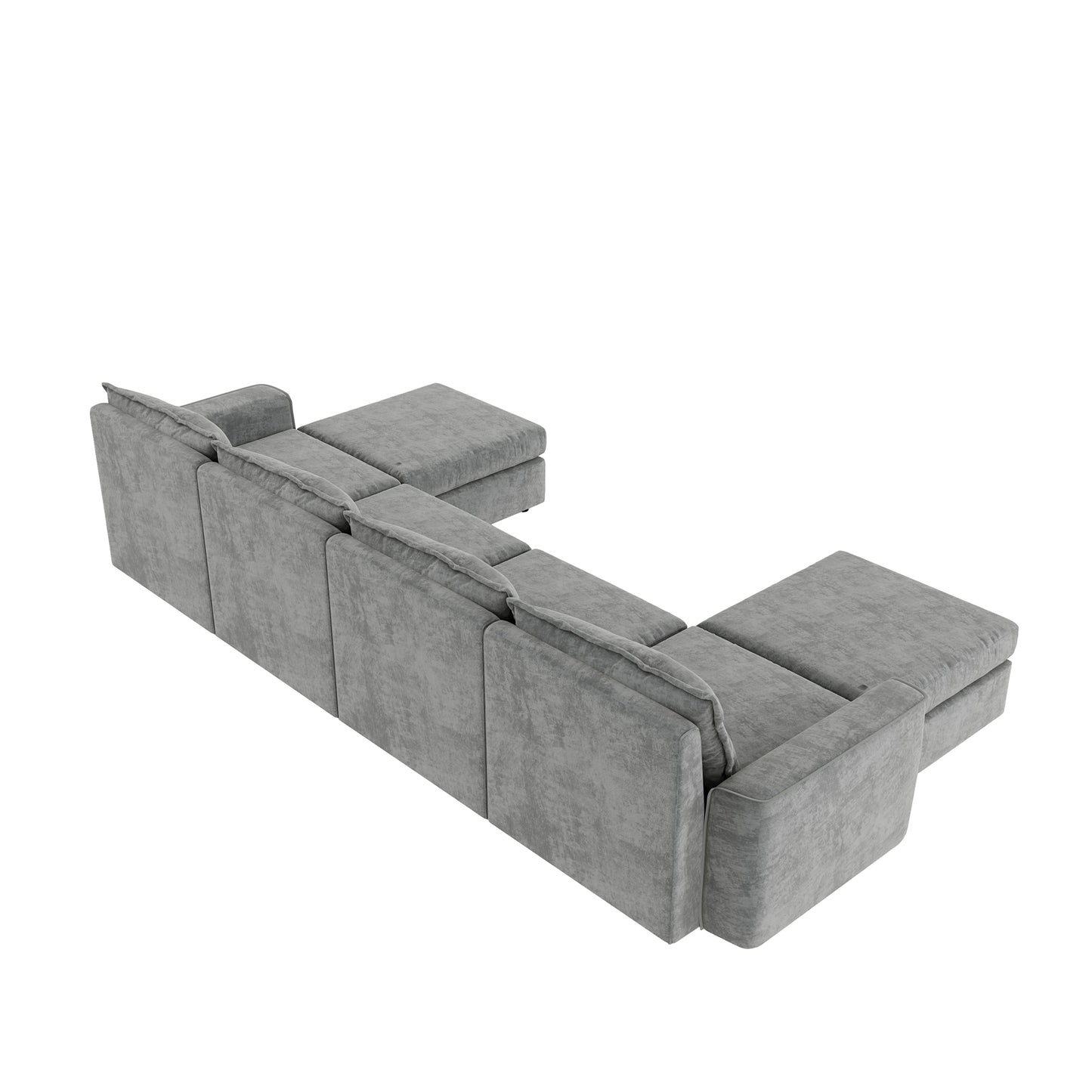 Melysen 115*58" Chenille Modular Sectional Sofa,U Shaped Reversible Couch,Free Combination,6 Seat Sleeper Sofa Bed with Ottoman,Convertible Oversized Indoor Furniture for Living Room,Gray