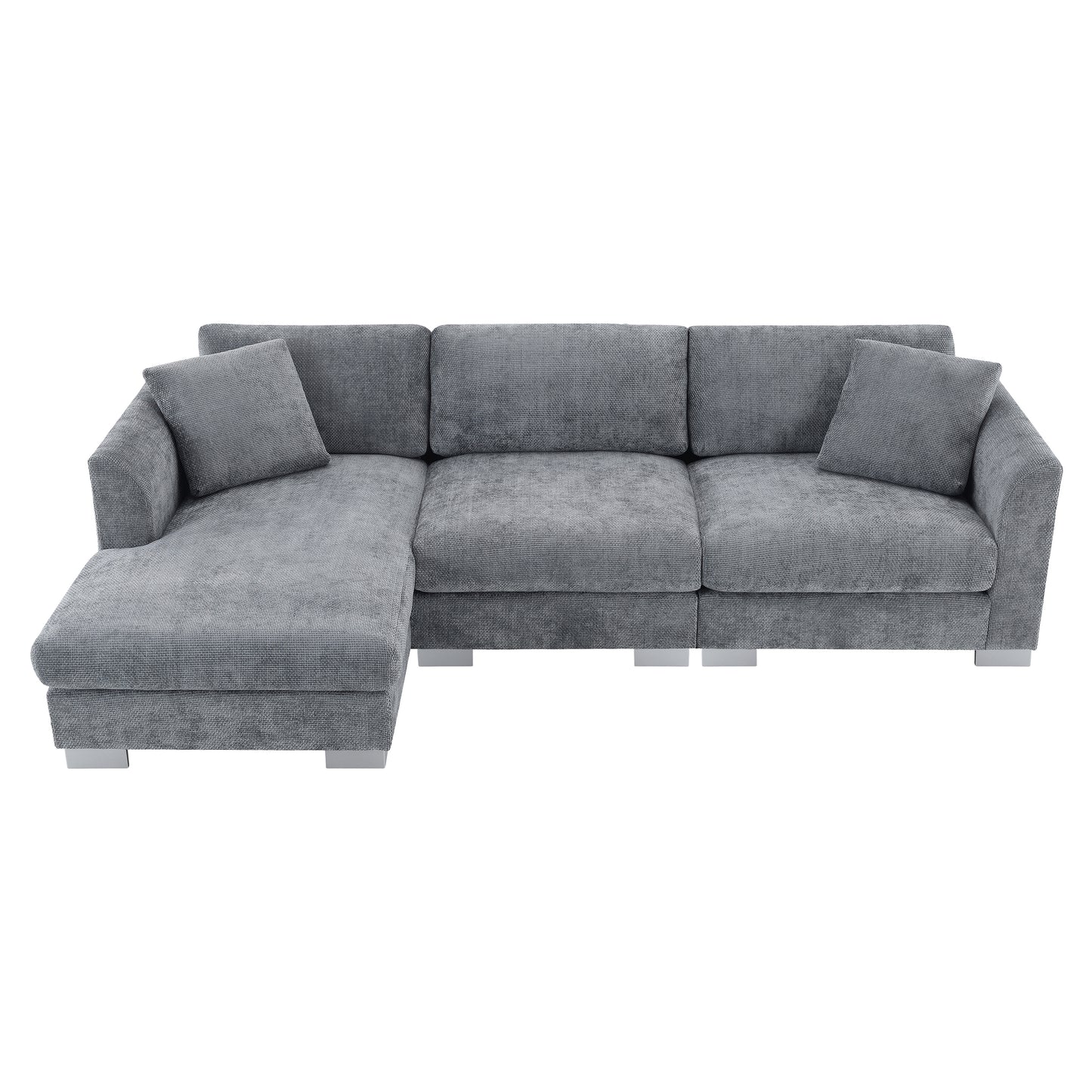 Melysen 96*56" Modern Cloud Sectional Sofa,L-shaped Luxury Couch Set with 2 Free pillows,4-seat Chenille Indoor Furniture with Oversized Chaise for Living Room,Apartment,Office