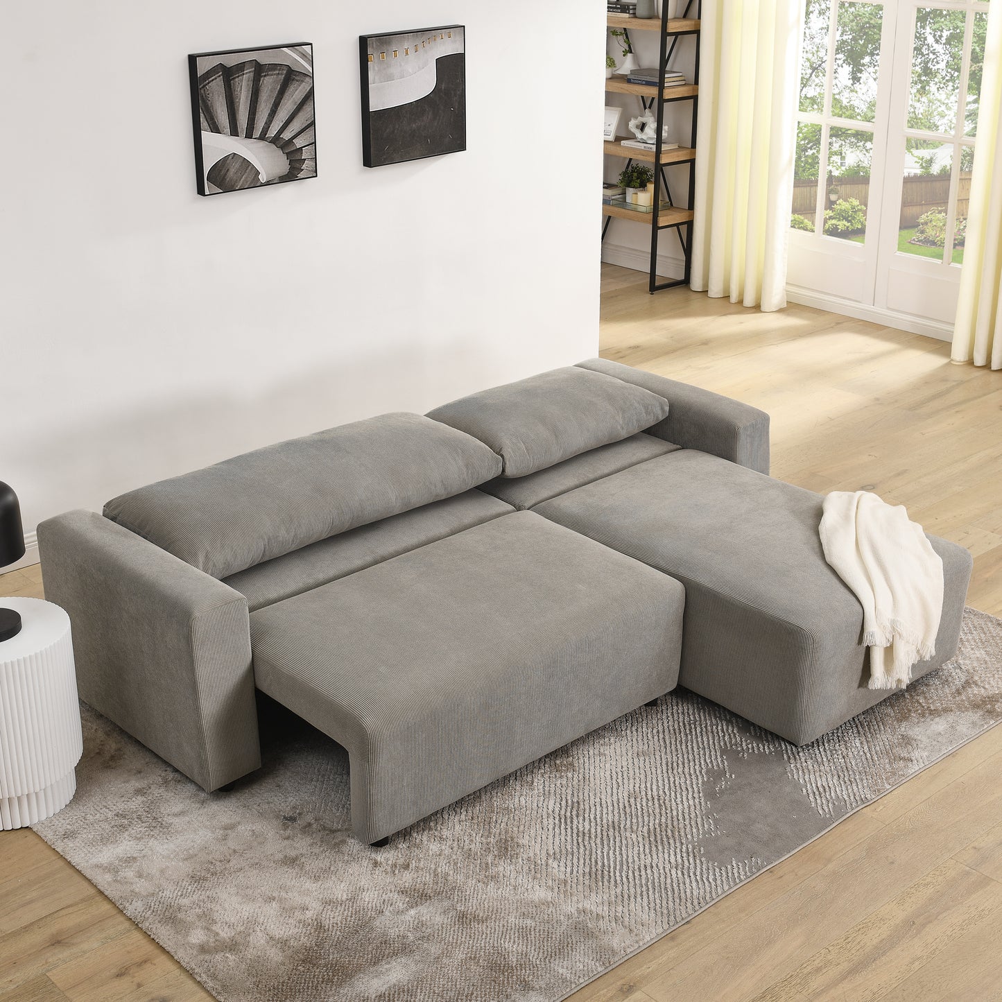 Melysen Modular Corduroy Upholstered 3 Seater Sofa Bed with Storage for Home Apartment Office Living Room£¬Free Combination£¬L Shaped