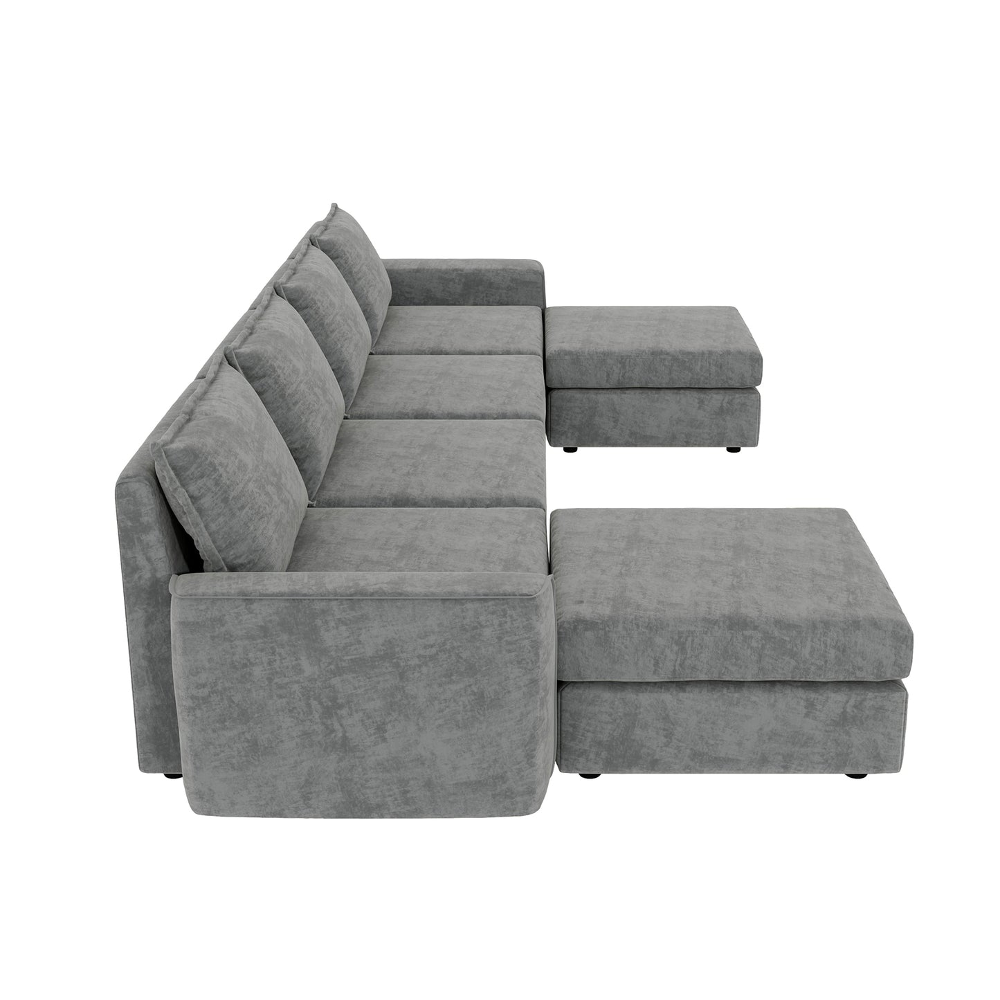 Melysen 115*58" Chenille Modular Sectional Sofa,U Shaped Reversible Couch,Free Combination,6 Seat Sleeper Sofa Bed with Ottoman,Convertible Oversized Indoor Furniture for Living Room,Gray