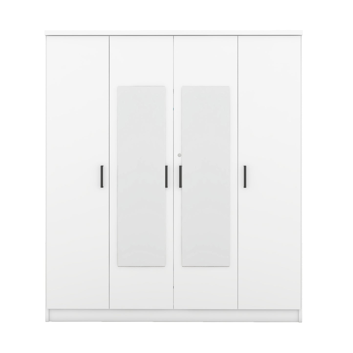 Melysen 4-Door Mirror Wardrobe with shelves, White