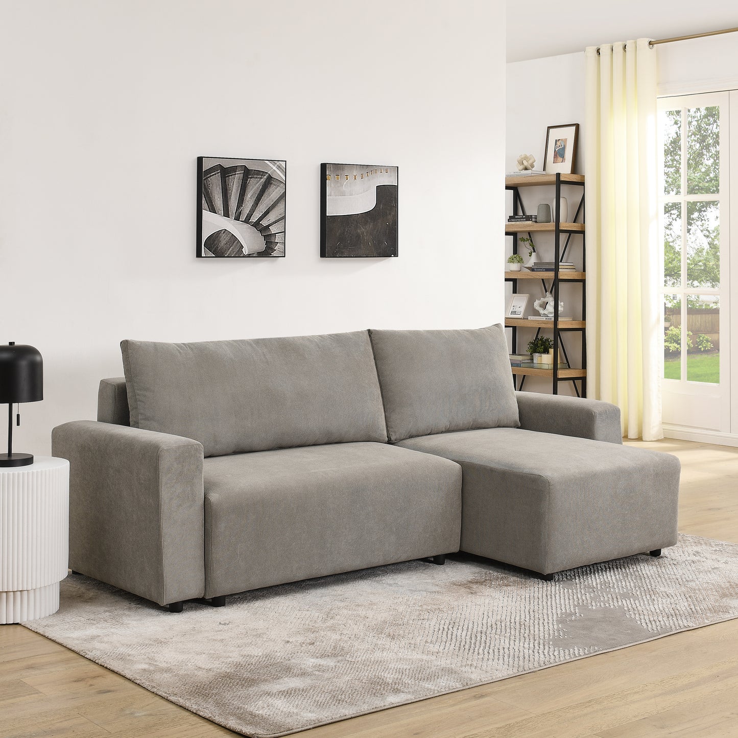 Melysen Modular Corduroy Upholstered 3 Seater Sofa Bed with Storage for Home Apartment Office Living Room£¬Free Combination£¬L Shaped