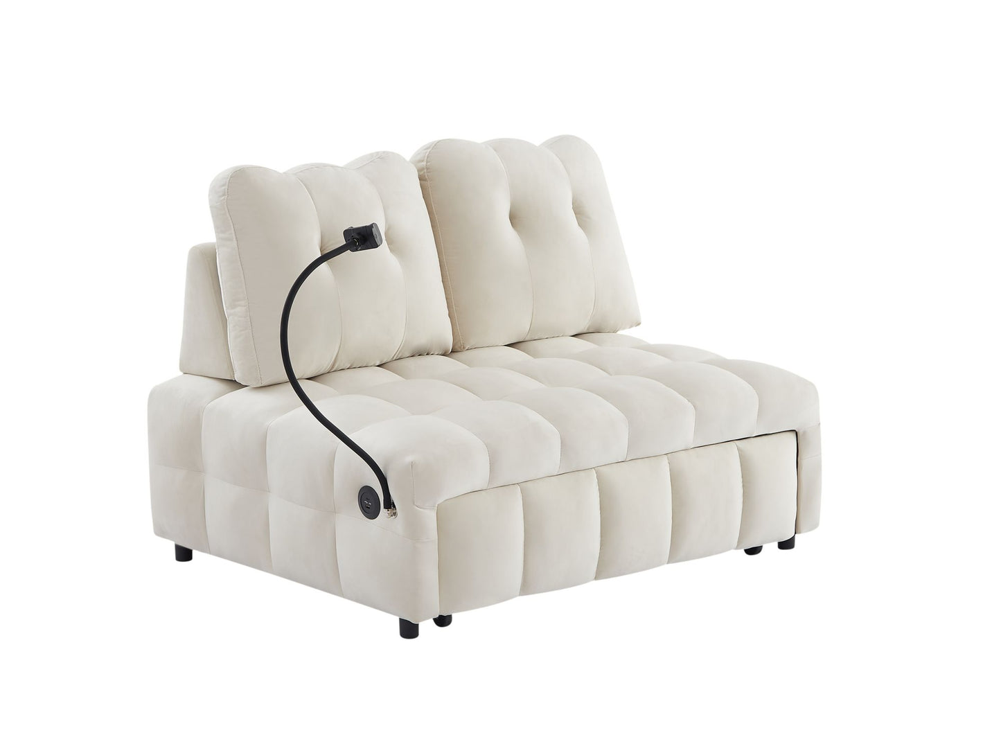 Melysen Modern sofa velvet pull-out bed,Independently removable backrest£¬have USB port and swivel phone stand