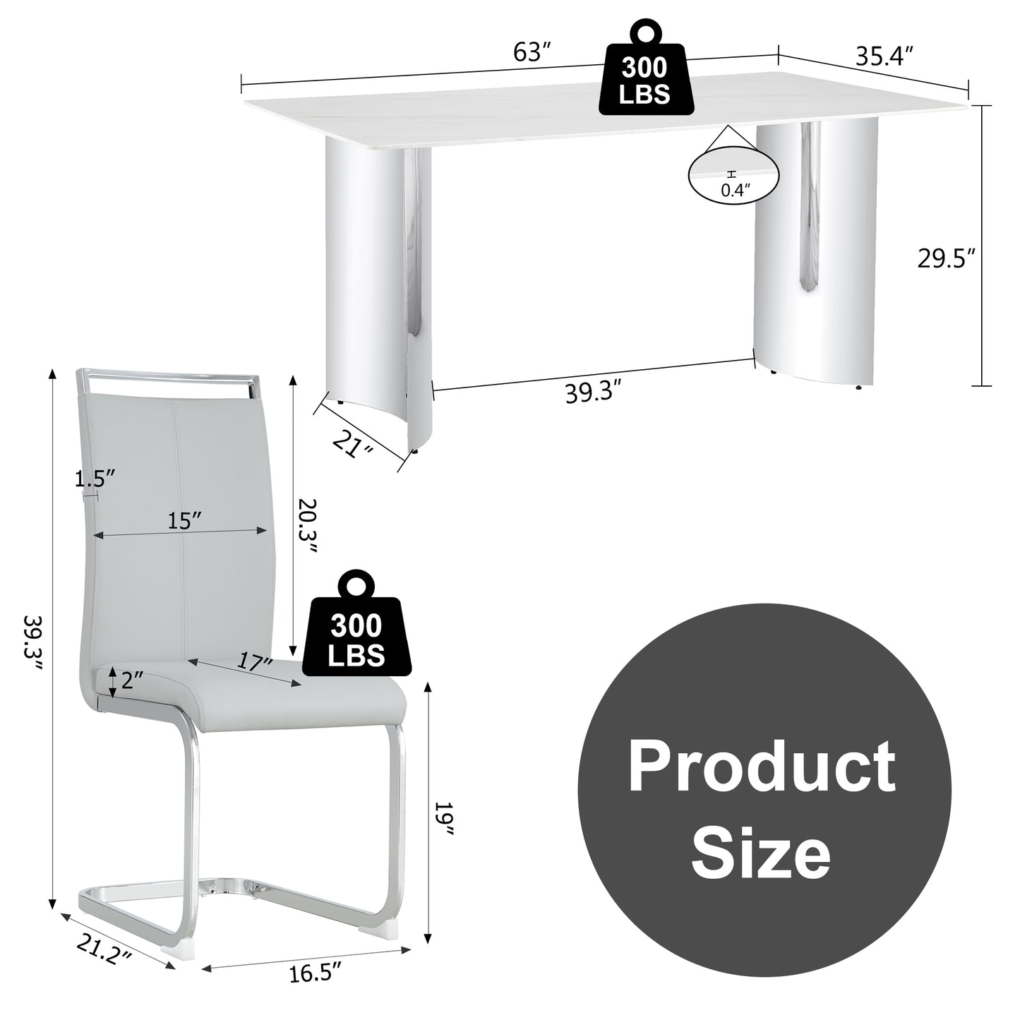 Melysen Modern Minimalist Dining Table. Imitation Marble Glass Sticker Desktop, Stainless Steel Legs, Stable and Beautiful. 4 Premium Pu Seats. 63" * 35.4" * 29.5"002