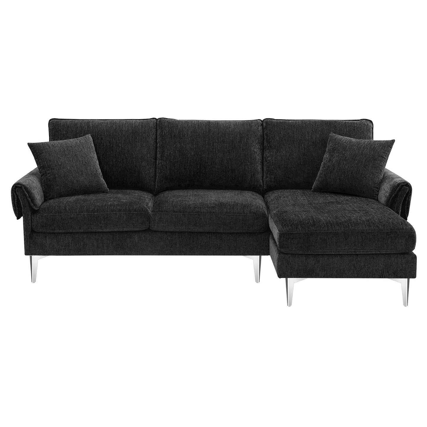 Melysen 84 "Modern Chenille L-Shaped Sofa with Reversible Lounge,Convertible Sectional Couch Set,4 Seat Indoor Furniture with Reversible Chaise,Fit for Living Room, Apartment(2 Pillows)