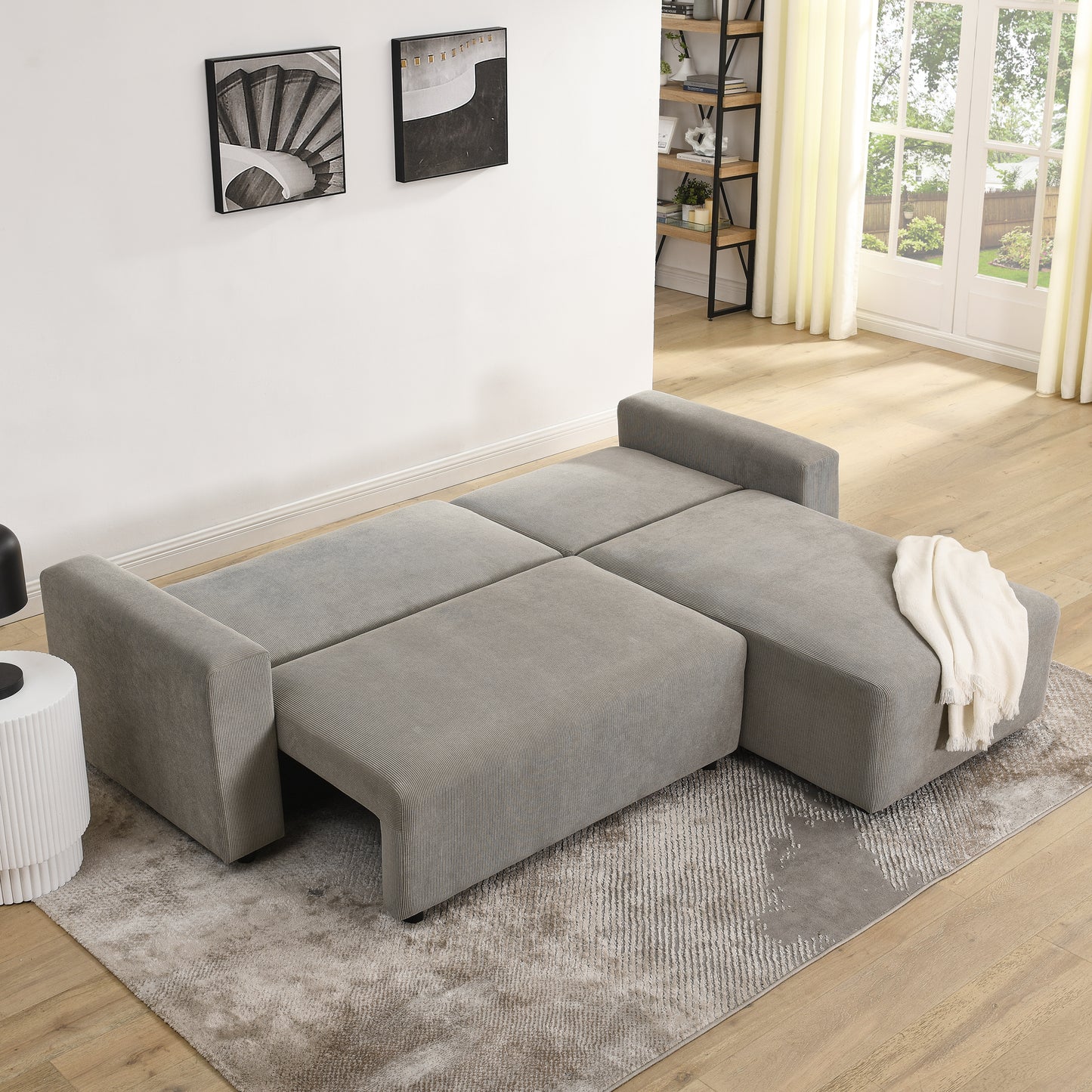 Melysen Modular Corduroy Upholstered 3 Seater Sofa Bed with Storage for Home Apartment Office Living Room£¬Free Combination£¬L Shaped