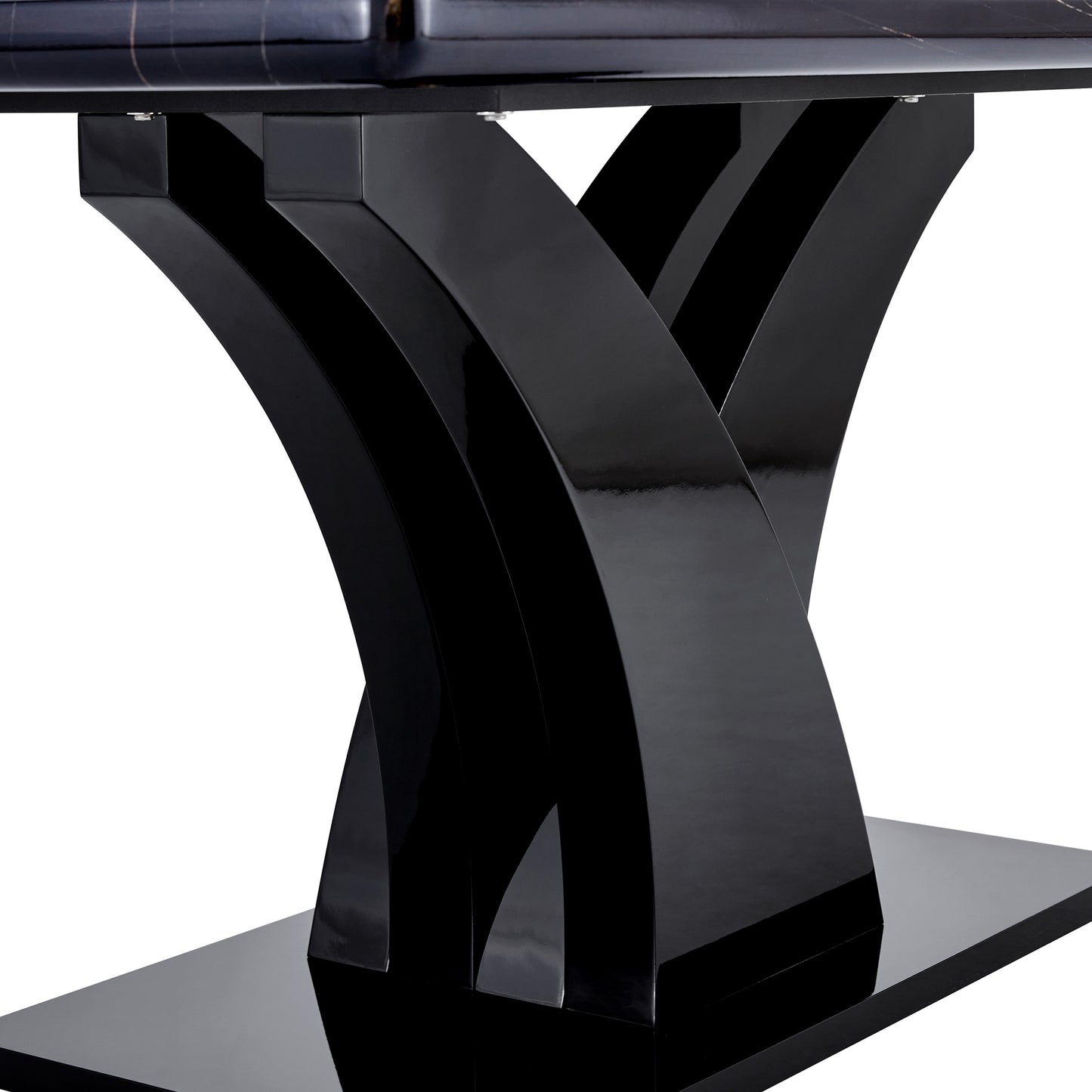 Melysen Modern Dining Table, Black Desktop and Black Mdf Leg Dining Table Are The Perfect Choice For Dinner, Conference, Home and office Decoration