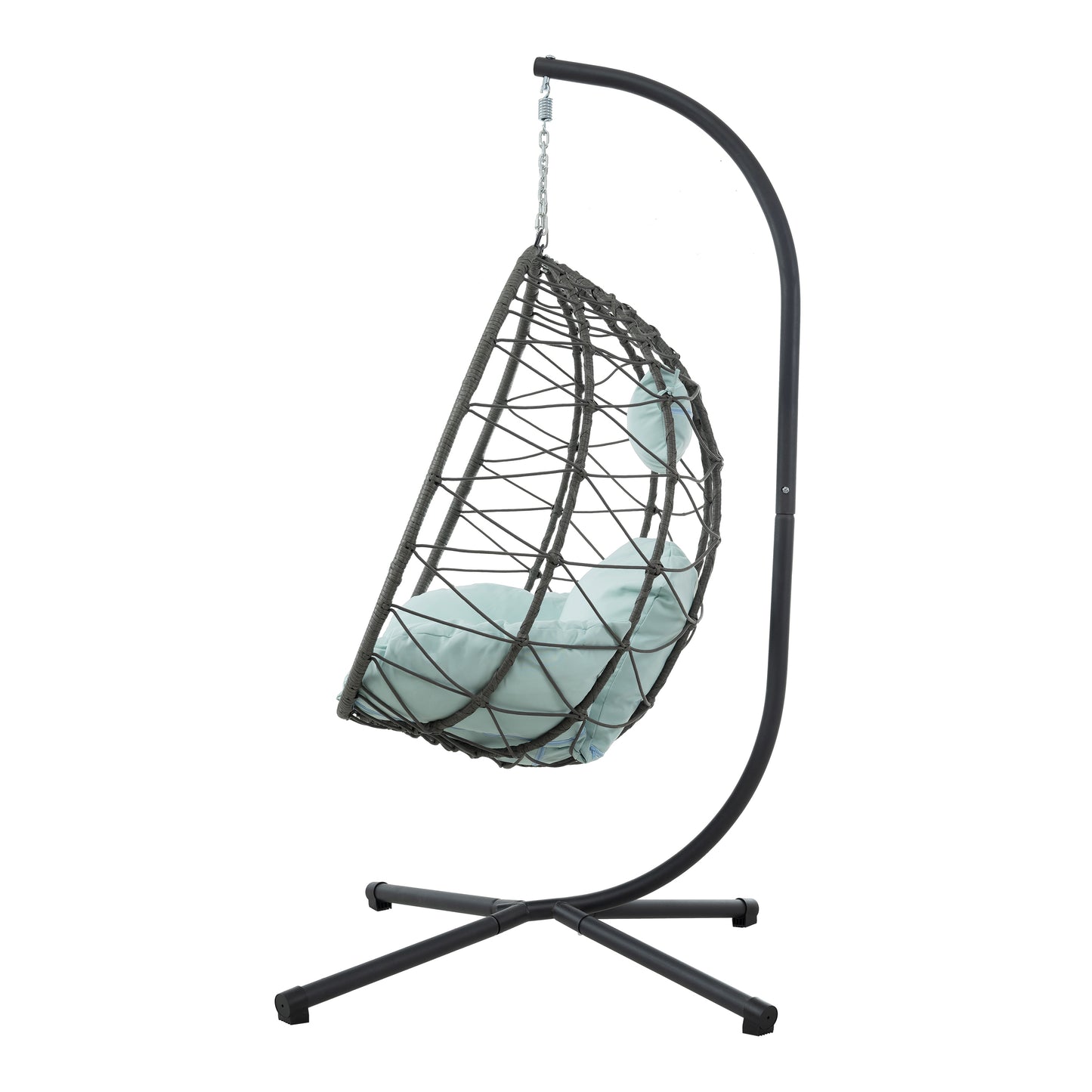 Melysen Egg Chair with Stand Indoor Outdoor Swing Chair Patio Wicker Hanging Egg Chair Hanging Basket Chair with Stand for Bedroom Living Room Balcony,Baby Blue