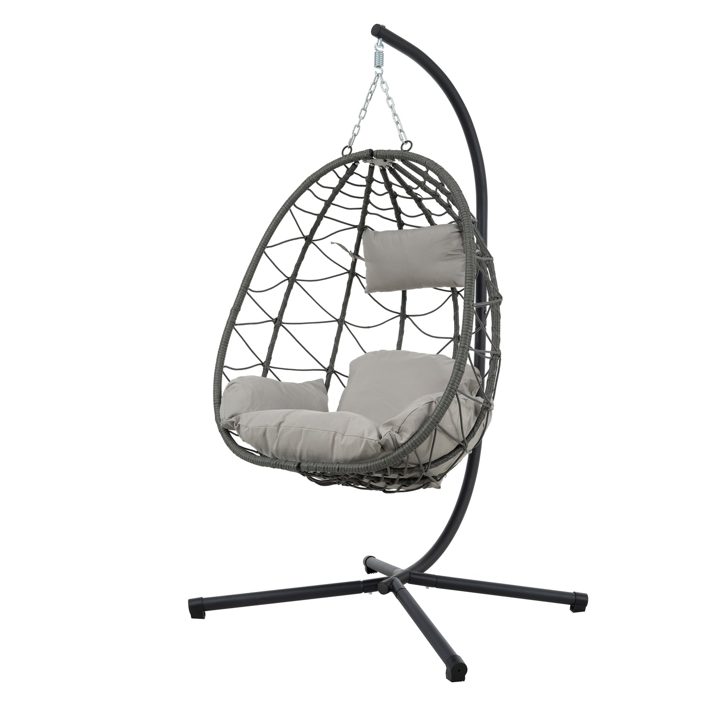 Melysen Egg Chair with Stand Indoor Outdoor Swing Chair Patio Wicker Hanging Egg Chair Hanging Basket Chair with Stand for Bedroom Living Room Balcony,Gray