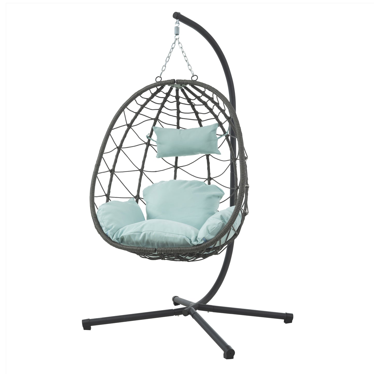 Melysen Egg Chair with Stand Indoor Outdoor Swing Chair Patio Wicker Hanging Egg Chair Hanging Basket Chair with Stand for Bedroom Living Room Balcony,Baby Blue