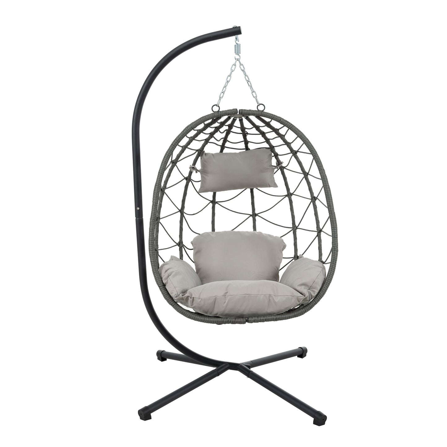 Melysen Egg Chair with Stand Indoor Outdoor Swing Chair Patio Wicker Hanging Egg Chair Hanging Basket Chair with Stand for Bedroom Living Room Balcony,Gray