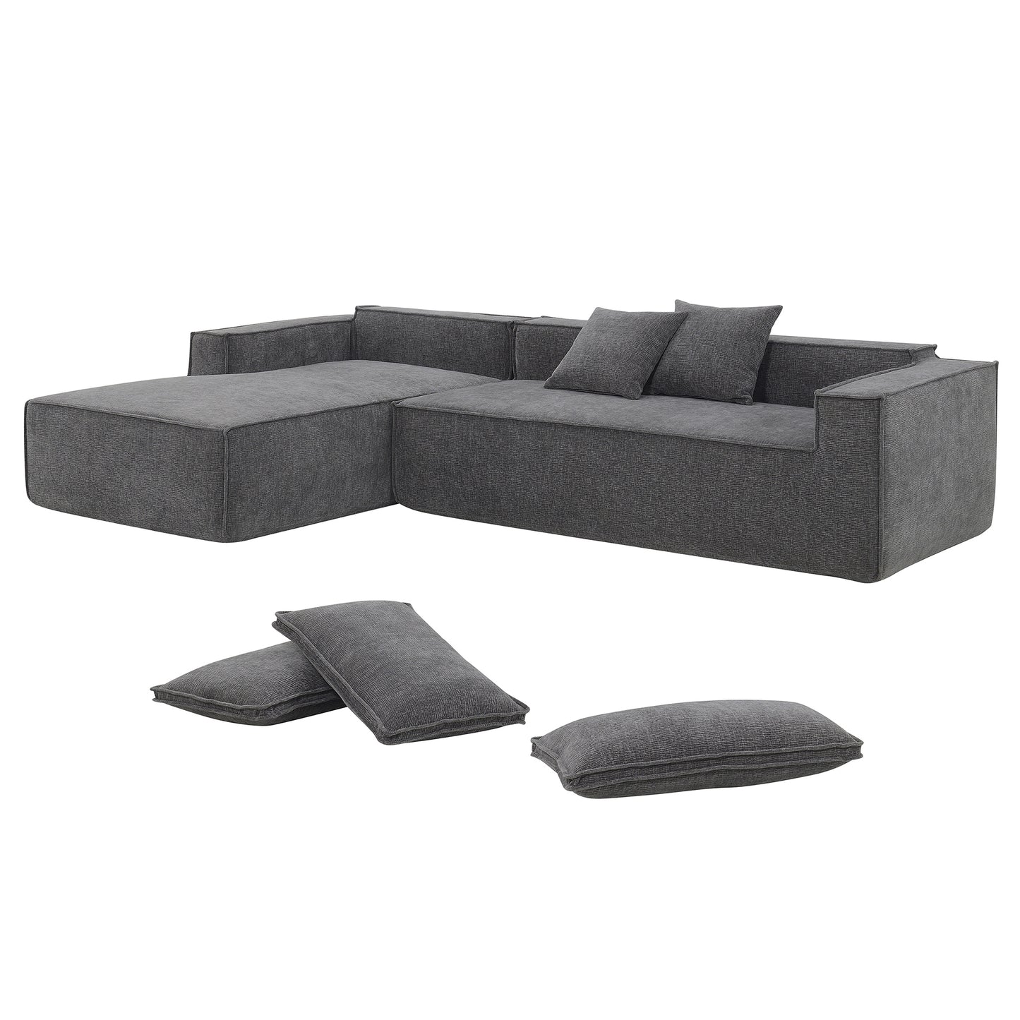 Melysen  111.5*72" Minimalist Style Modular Sectional Sofa,Wrinkle-resistant Chenille Couch Set,L-Shaped Compressed Sofa for Living Room,2 PIC Free Combination,No Assembly Require,3 Colors