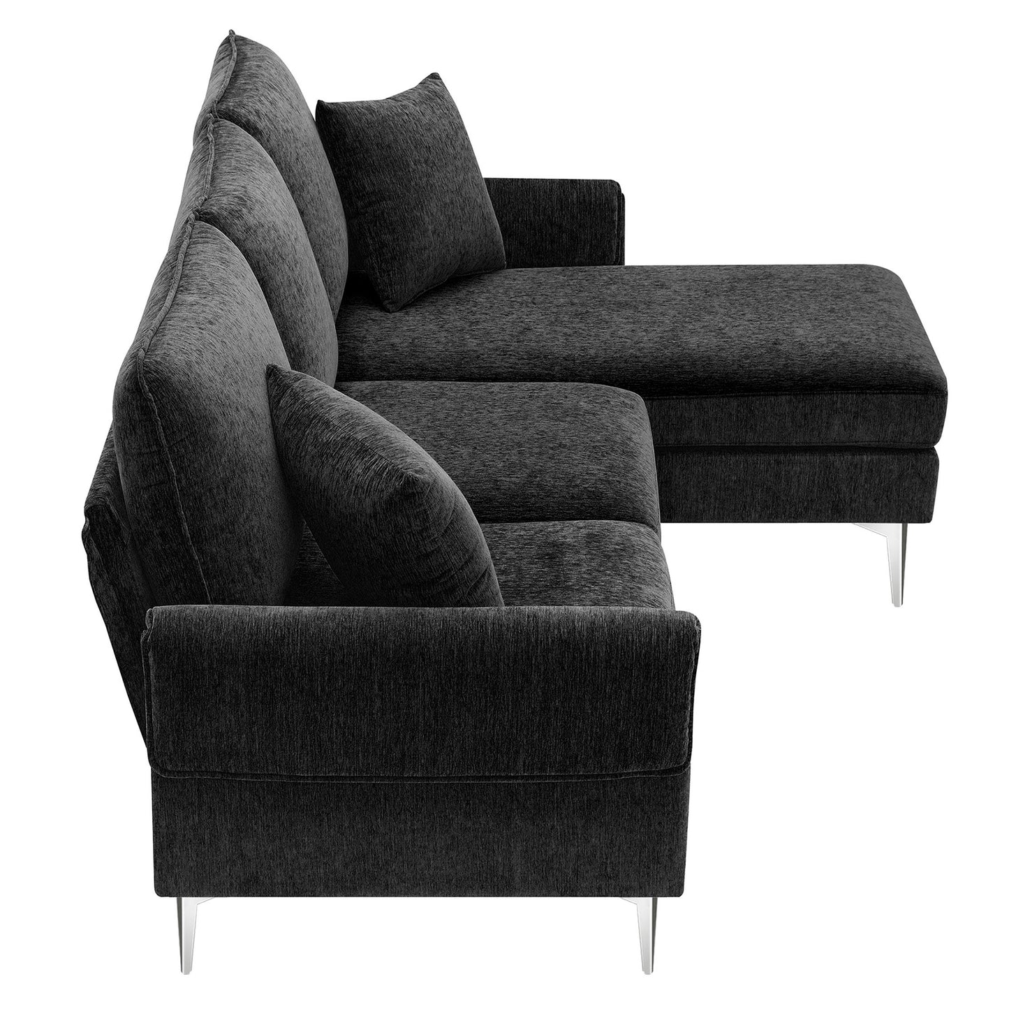 Melysen 84 "Modern Chenille L-Shaped Sofa with Reversible Lounge,Convertible Sectional Couch Set,4 Seat Indoor Furniture with Reversible Chaise,Fit for Living Room, Apartment(2 Pillows)