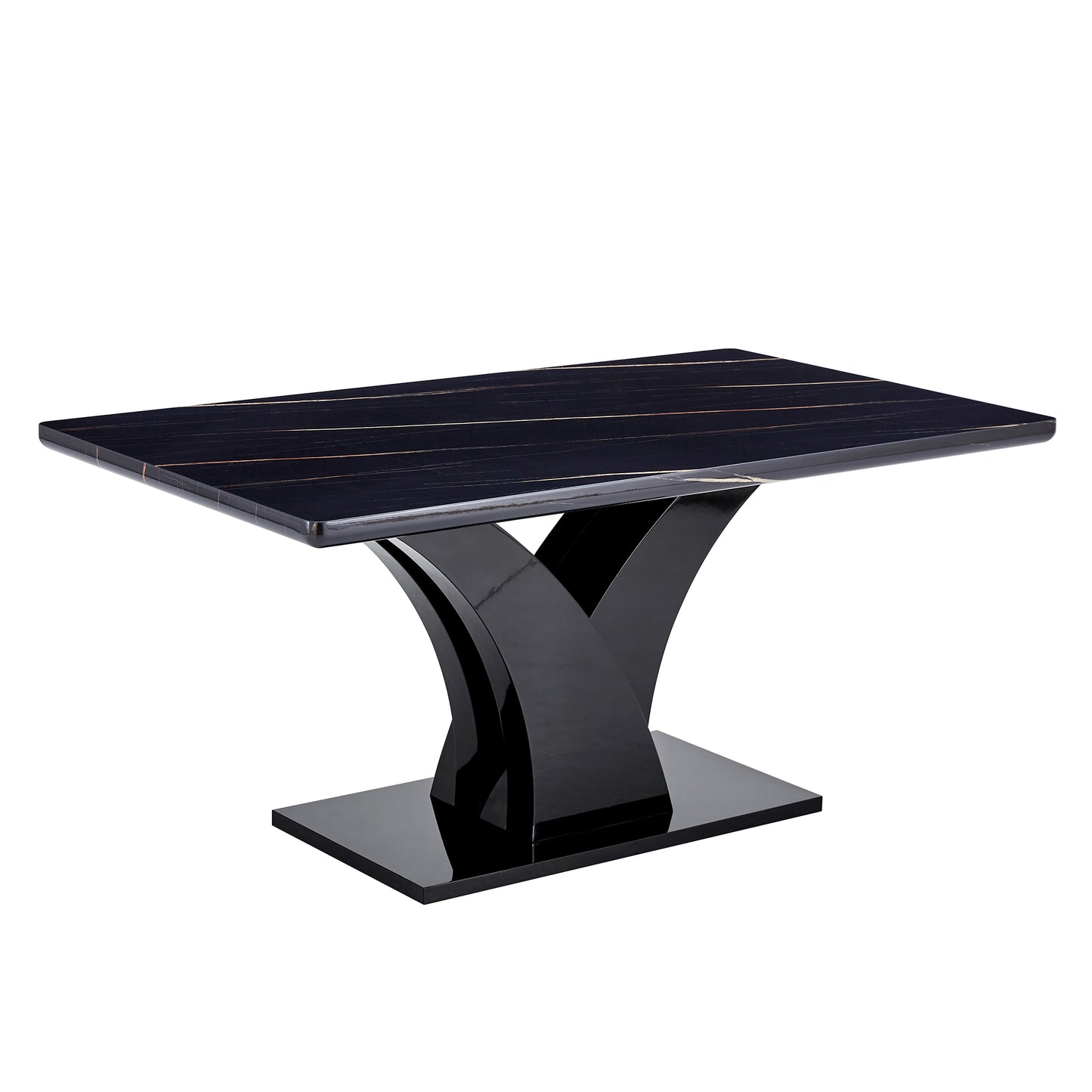 Melysen Modern Dining Table, Black Desktop and Black Mdf Leg Dining Table Are The Perfect Choice For Dinner, Conference, Home and office Decoration