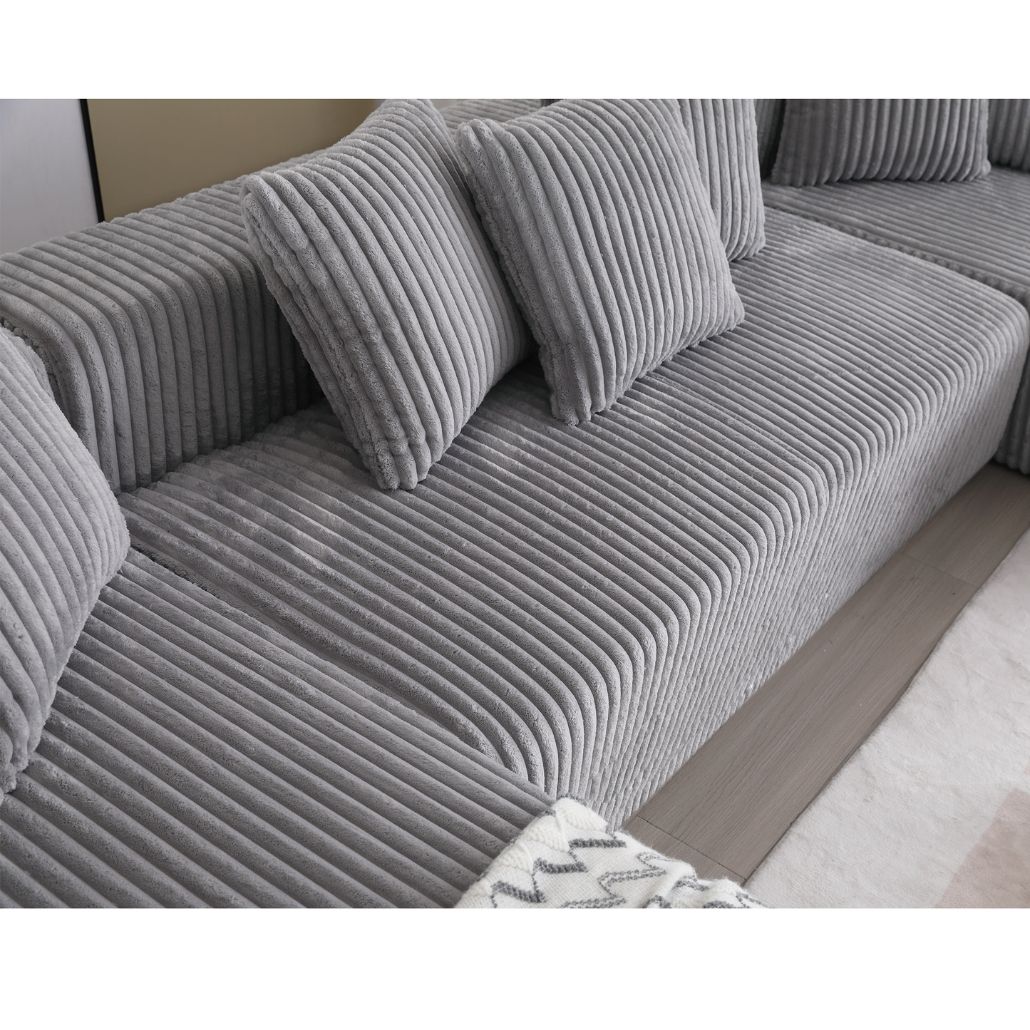 Melysen 131'' Modular Sectional Couch, U-shaped sofa , Chaise Lounge, Striped fabric,Upholstered 4 Seater Couch for Living Room, Bedroom, Free Combination Sofa (Corduroy)