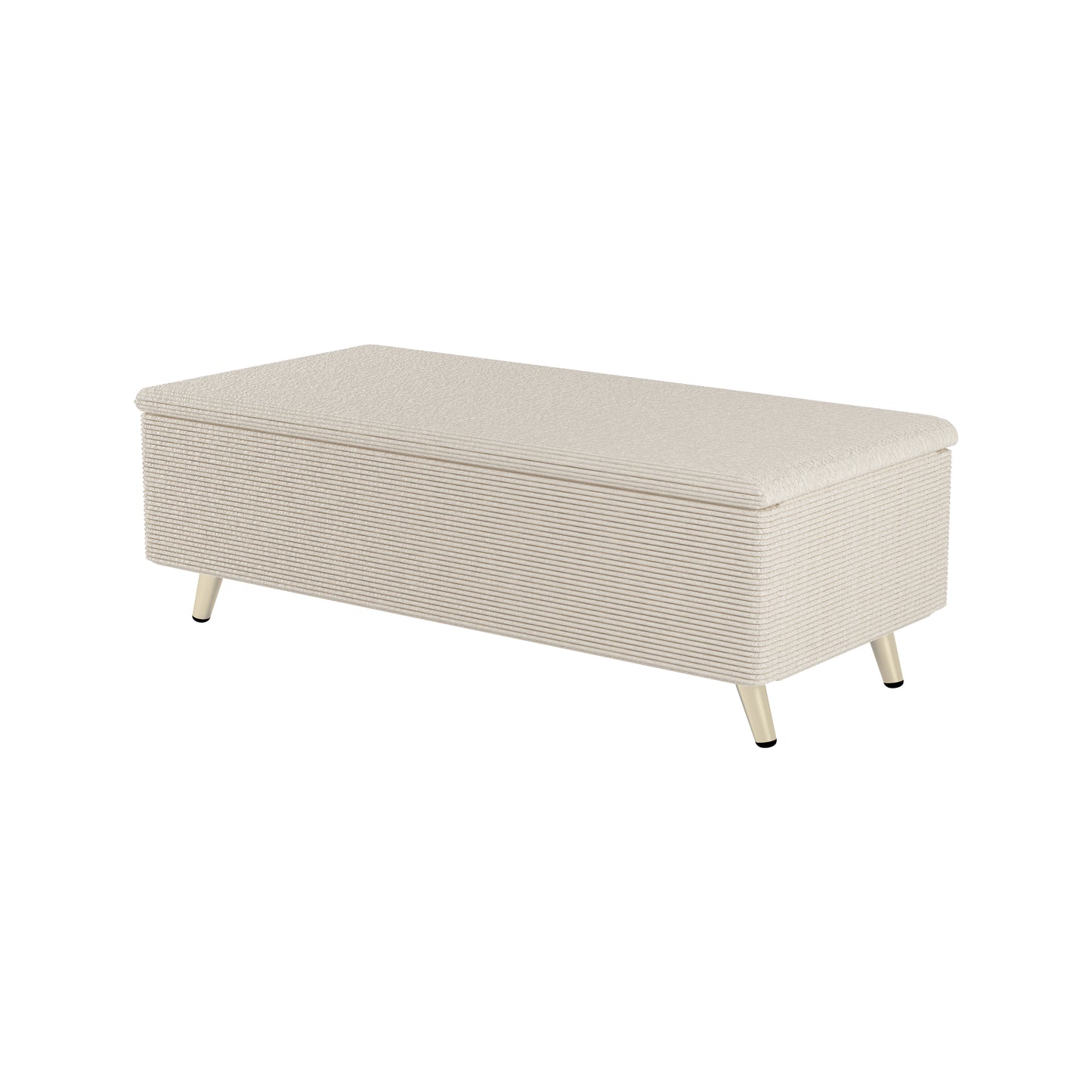 Melysen Modern Corduroy Upholstered Ottoman with Metal Legs, Storage Bench for Bedroom,Living Room