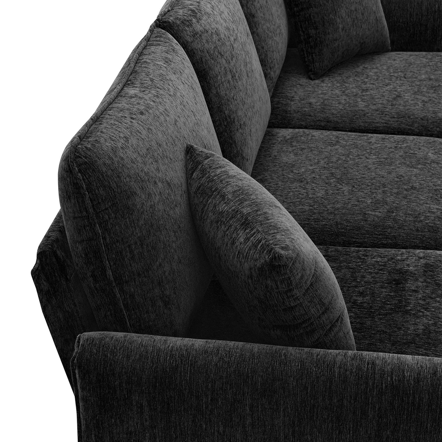 Melysen 84 "Modern Chenille L-Shaped Sofa with Reversible Lounge,Convertible Sectional Couch Set,4 Seat Indoor Furniture with Reversible Chaise,Fit for Living Room, Apartment(2 Pillows)