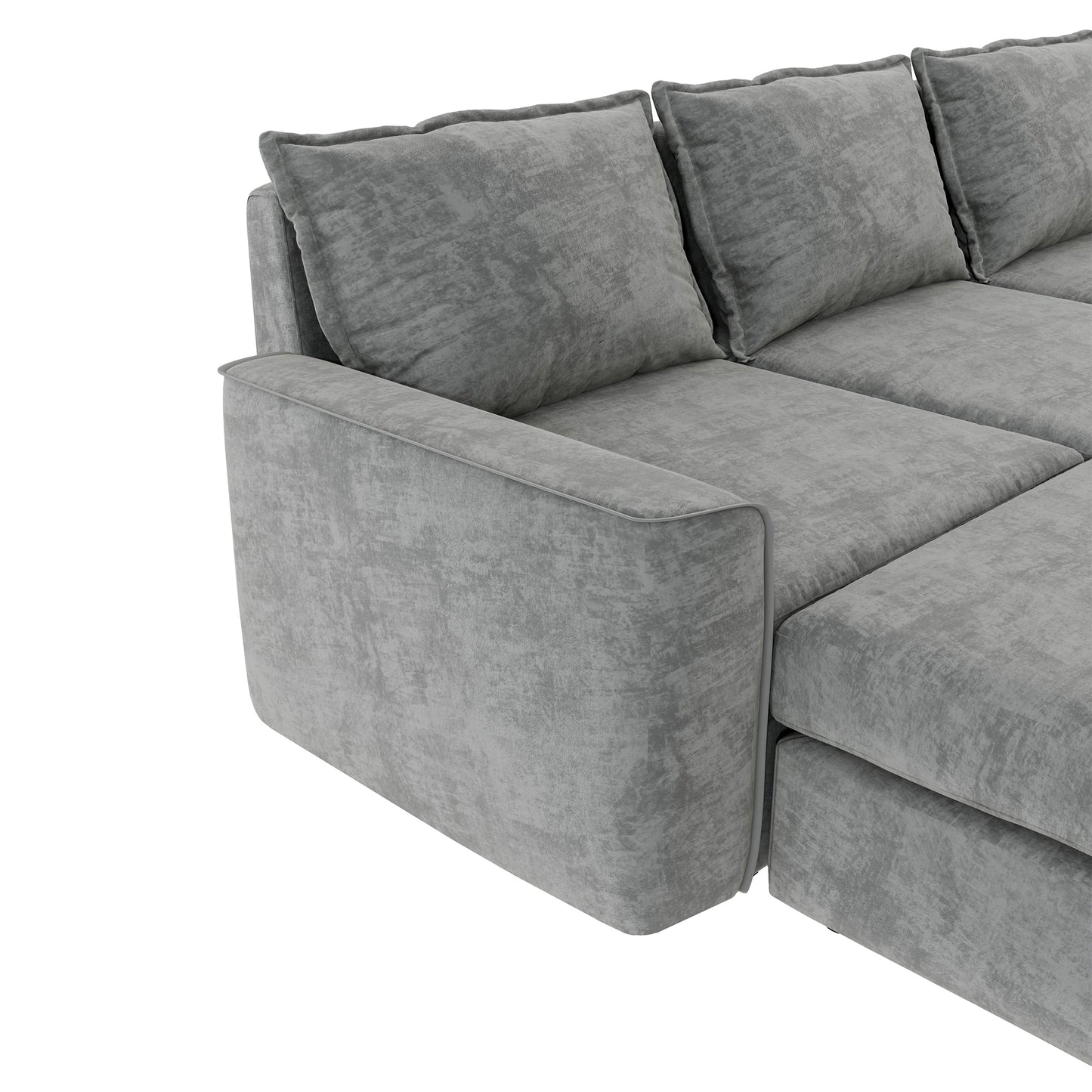 Melysen 115*58" Chenille Modular Sectional Sofa,U Shaped Reversible Couch,Free Combination,6 Seat Sleeper Sofa Bed with Ottoman,Convertible Oversized Indoor Furniture for Living Room,Gray