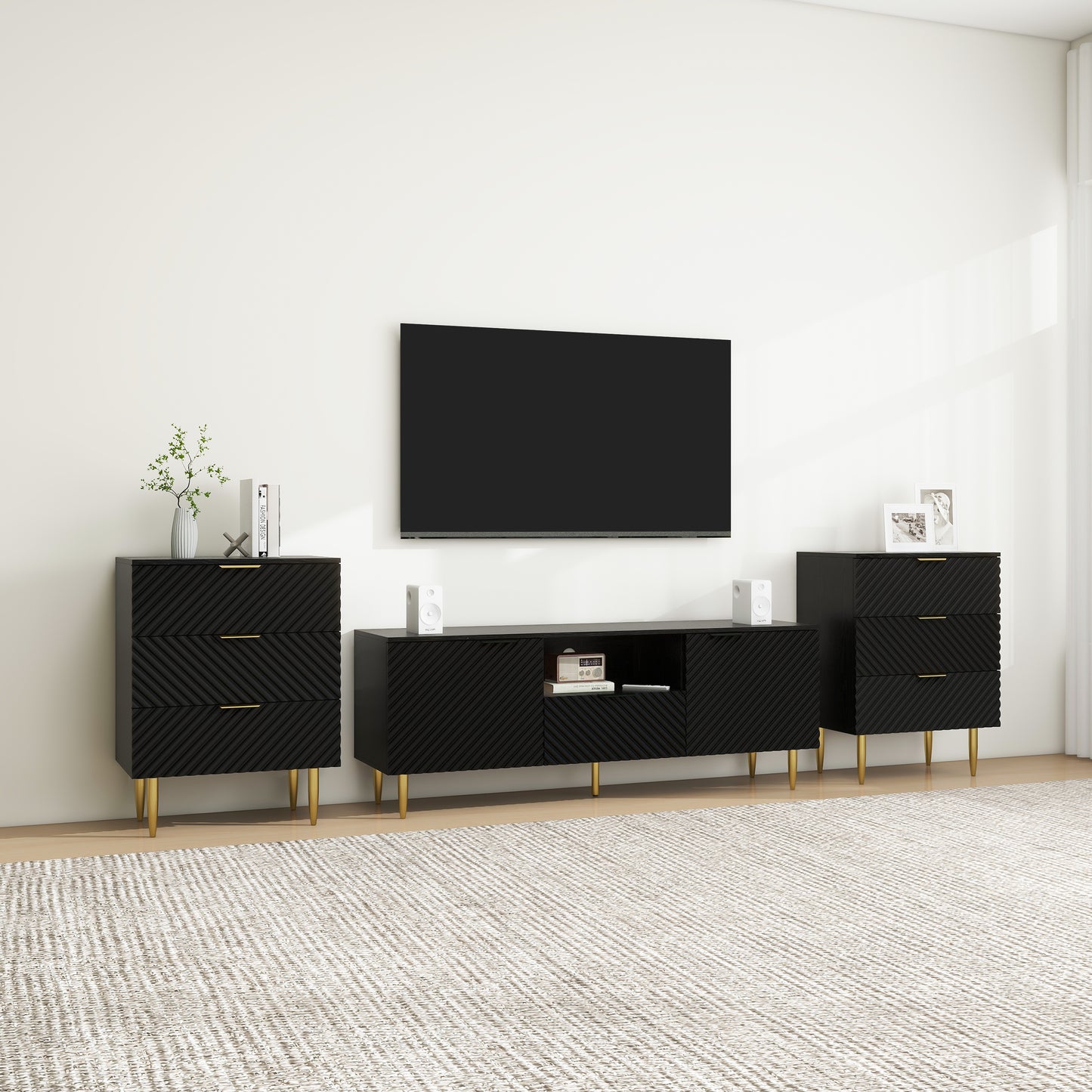 Melysen TV Stand with Solid Ion Feet, TV Console Table