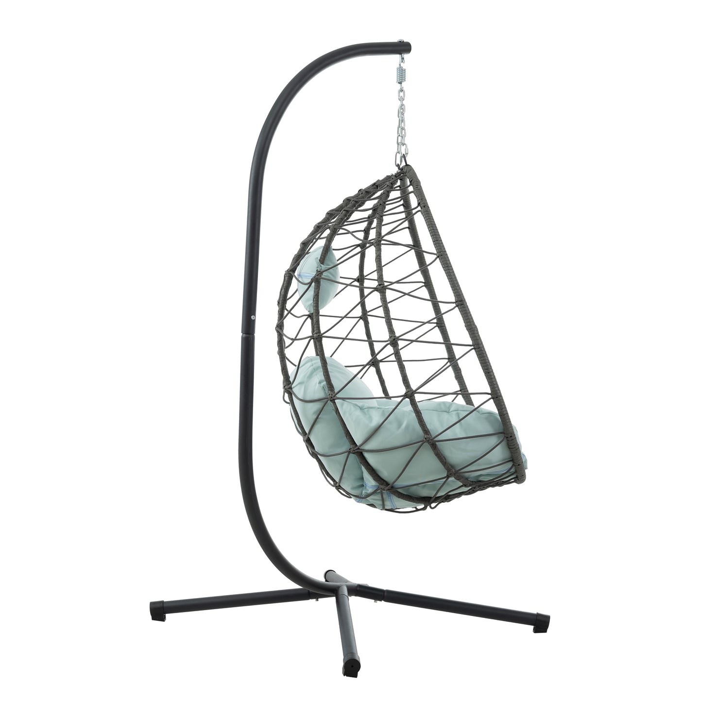 Melysen Egg Chair with Stand Indoor Outdoor Swing Chair Patio Wicker Hanging Egg Chair Hanging Basket Chair with Stand for Bedroom Living Room Balcony,Baby Blue