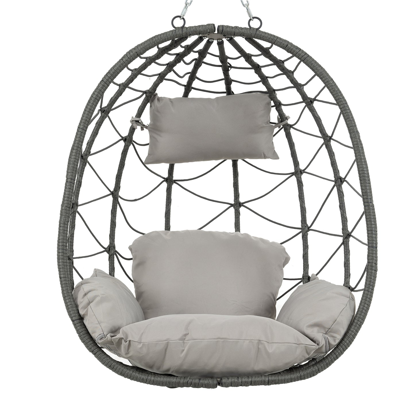 Melysen Egg Chair with Stand Indoor Outdoor Swing Chair Patio Wicker Hanging Egg Chair Hanging Basket Chair with Stand for Bedroom Living Room Balcony,Gray