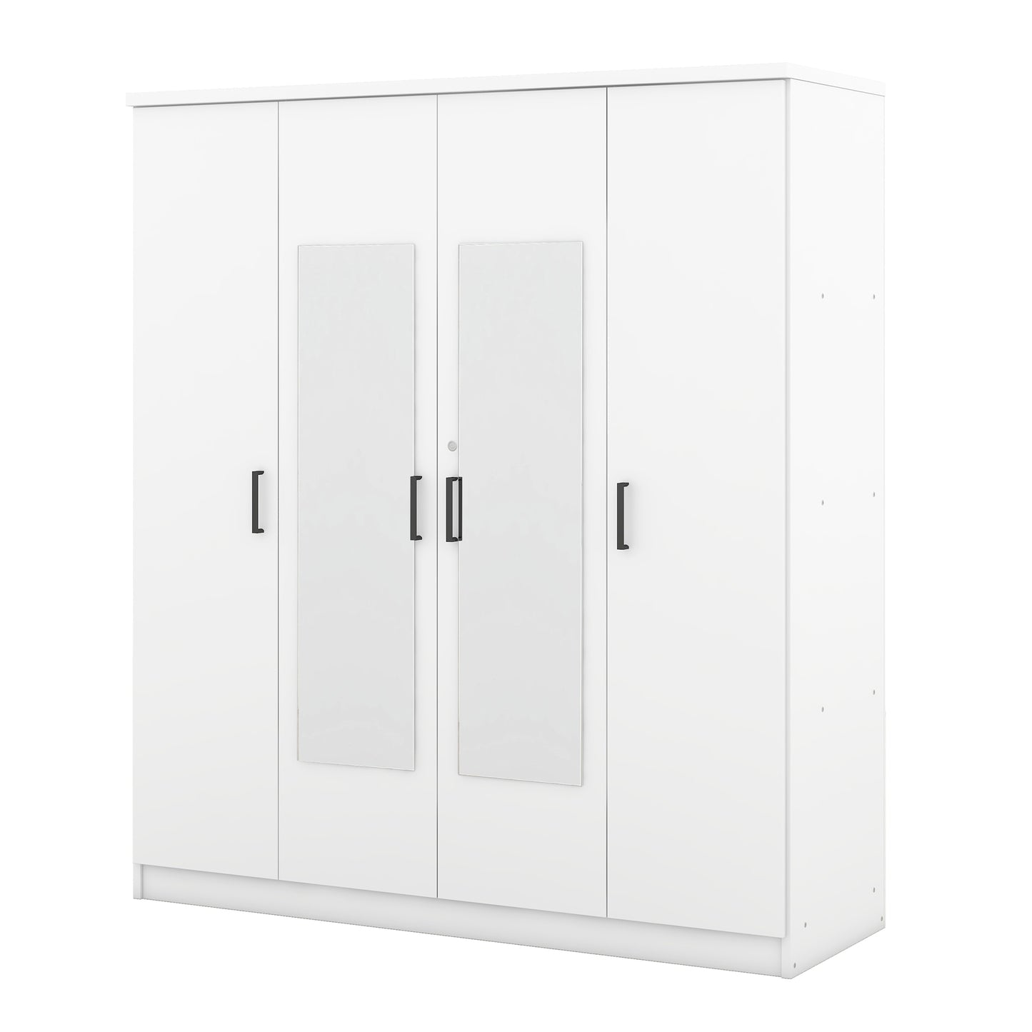 Melysen 4-Door Mirror Wardrobe with shelves, White