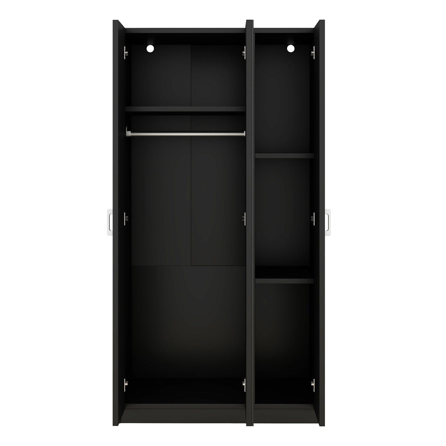 Melysen 3 Door Wardrobe with Mirror, Armoire with Hanging Rod and 3 Fixed Shelves