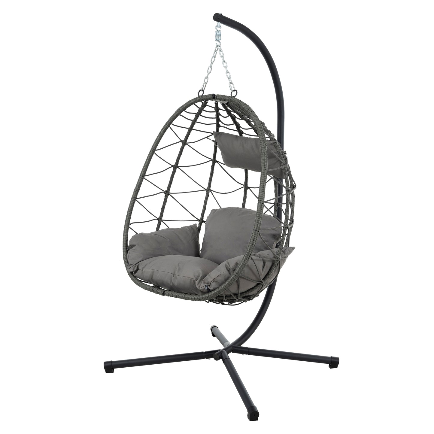 Melysen Egg Chair with Stand Indoor Outdoor Swing Chair Patio Wicker Hanging Egg Chair Hanging Basket Chair with Stand for Bedroom Living Room Balcony,Dark Gray