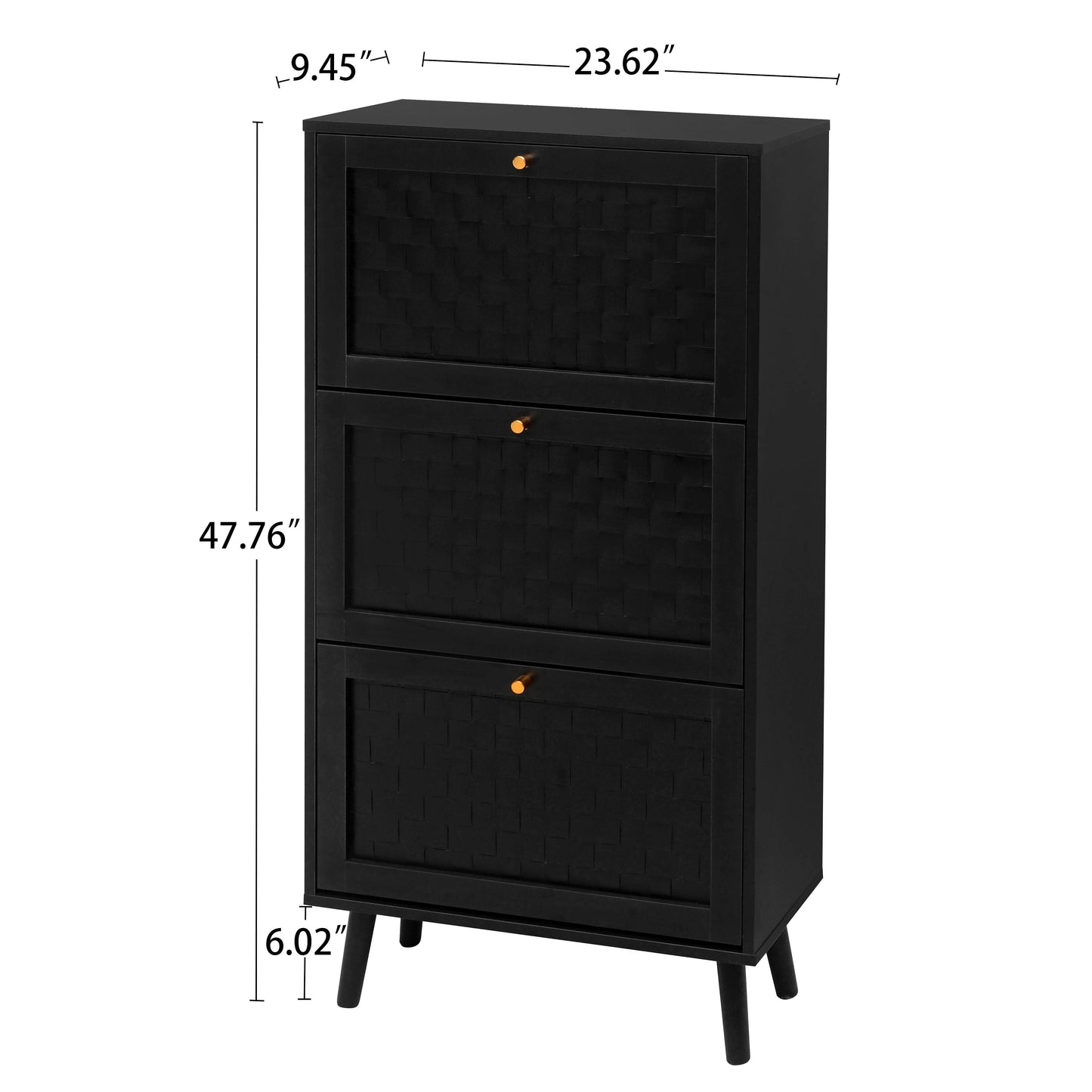 Melysen 3 Door Shoe Rack, Freestanding Modern Shoe Storage Cabinet