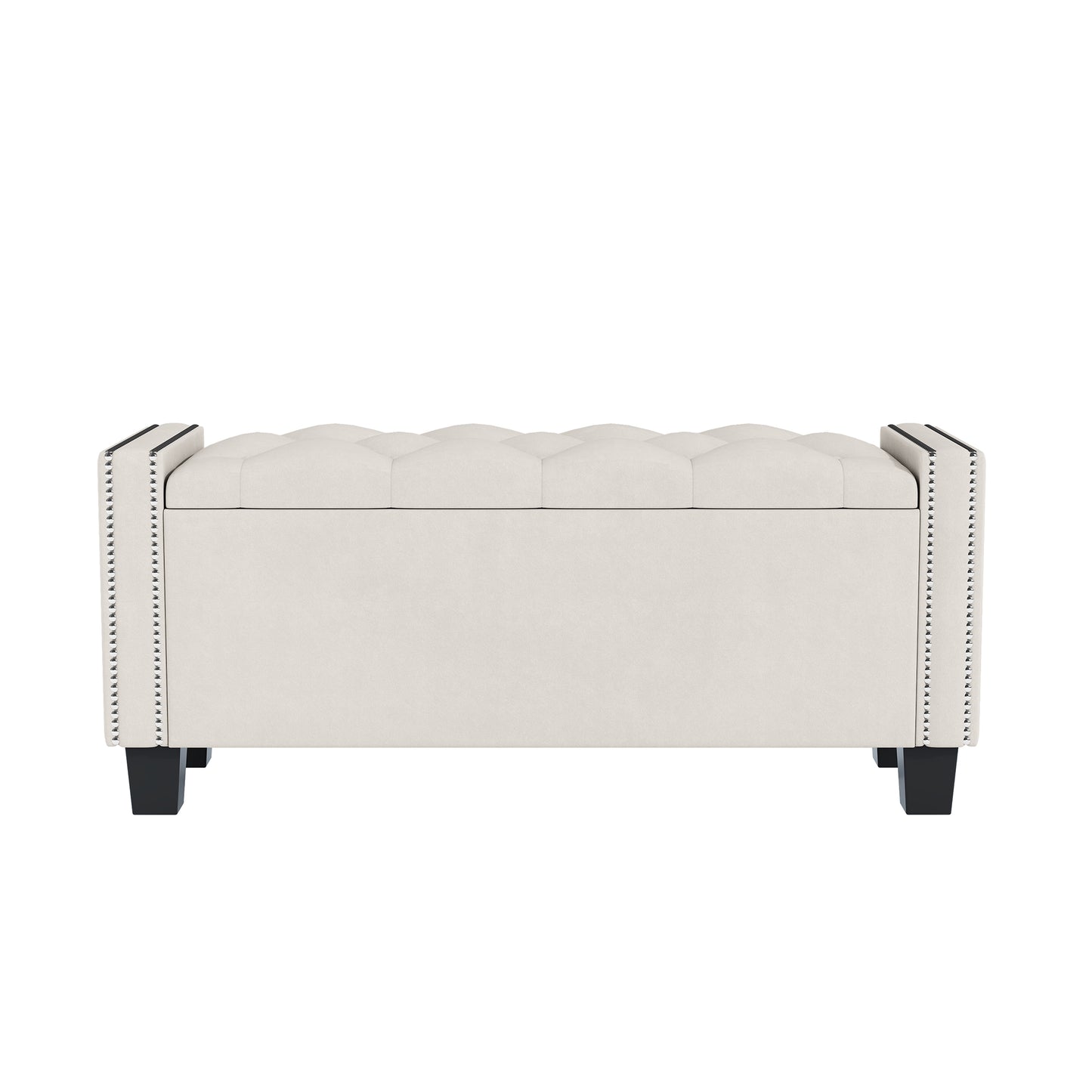 Melysen Upholstered Velvet Storage Ottoman Bench for Bedroom, End of Bed Bench with Rivet Design, Tufted Foot Rest Stool