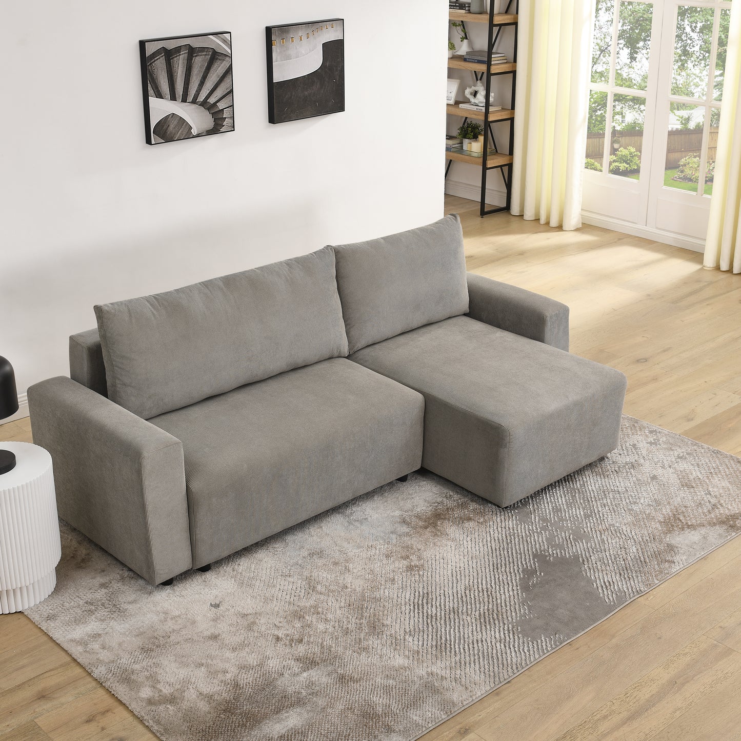 Melysen Modular Corduroy Upholstered 3 Seater Sofa Bed with Storage for Home Apartment Office Living Room£¬Free Combination£¬L Shaped