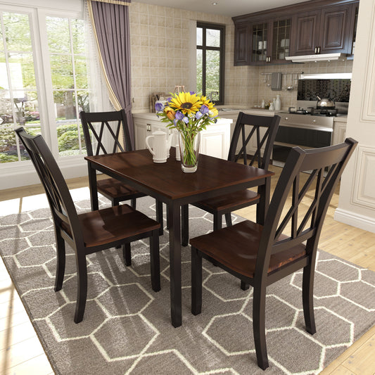 Melysen 5-Piece Dining Table Set Home Kitchen Table and Chairs Wood Dining Set