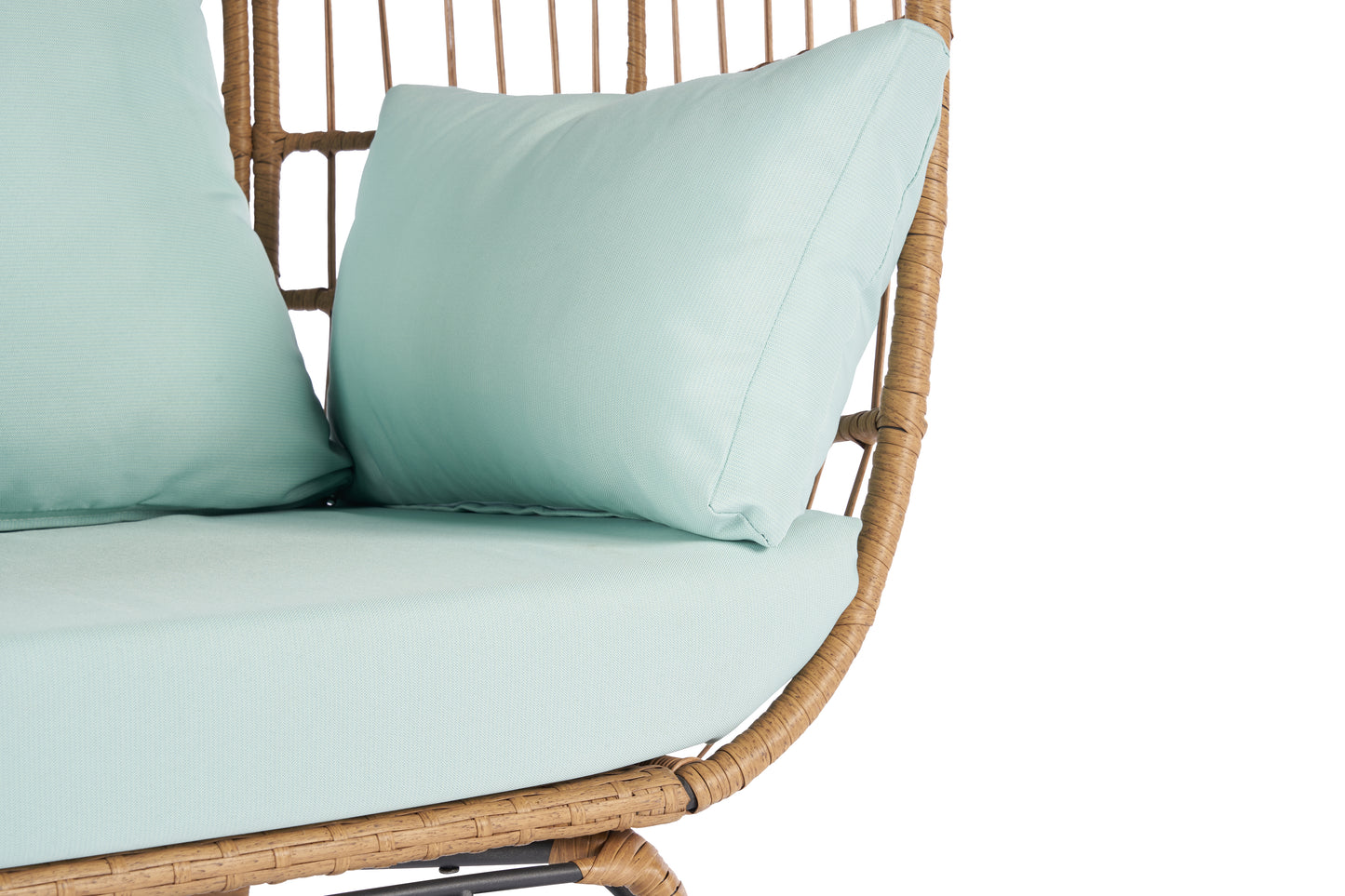 Melysen Wicker Egg Chair, Oversized Indoor Outdoor Lounger for Patio, Backyard, Living Room w/ 5 Cushions, Steel Frame, 440lb Capacity - Light Blue